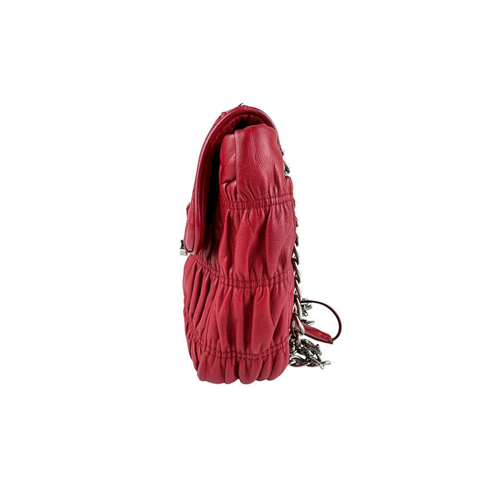 Prada shoulder bag leather metal red silver - Picture 2 of 4